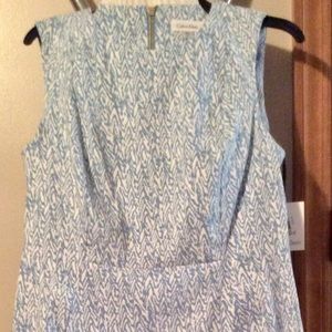 Calvin Klein dress pastel blue and white.
